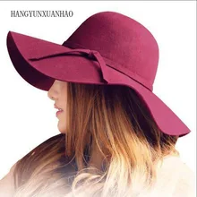 Retro Otoño Invierno Bowler sombreros para mujeres niñas suave Vintage sombreros de fieltro de lana sombrero sólido señoras campana flexible tapa de domo de ala ancha