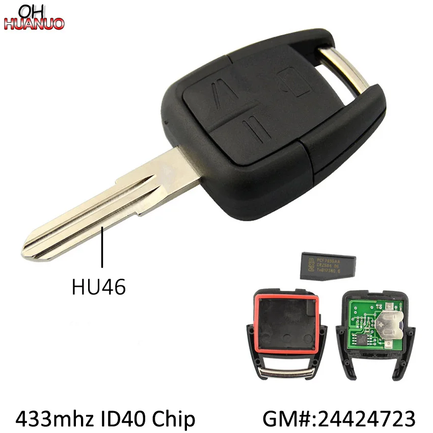 3 Button Remote Key Control Fob 433.92 mhz With ID40 Chip For Opel Vauxhall Astra Vectra HU46 Blade Part # 24424723 | Автомобили и