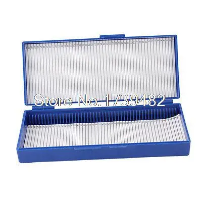 

Royal Blue Plastic Rectangle Shape 50-Place Microslide Slide Microscope Box
