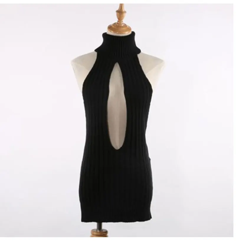 virgin killer sweater women turtleneck backless jumpers ladies knitted ...