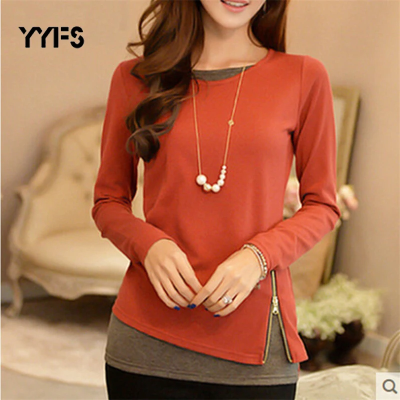

YYFS Blouse Women Patchwork O Neck Elegant Ladies Tops New 2019 Fashion Plus Size 5XL Zipper Blouse Shirt Blusas Mujer Largas
