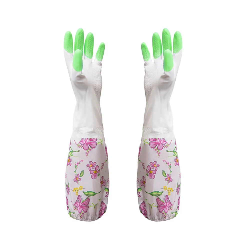 HAICAR, высокое качество, 1 пара, креативные домашние моющие перчатки для уборки, водонепроницаемые резиновые латексные фланелевые перчатки для умывальника, кухонные перчатки - Цвет: GN