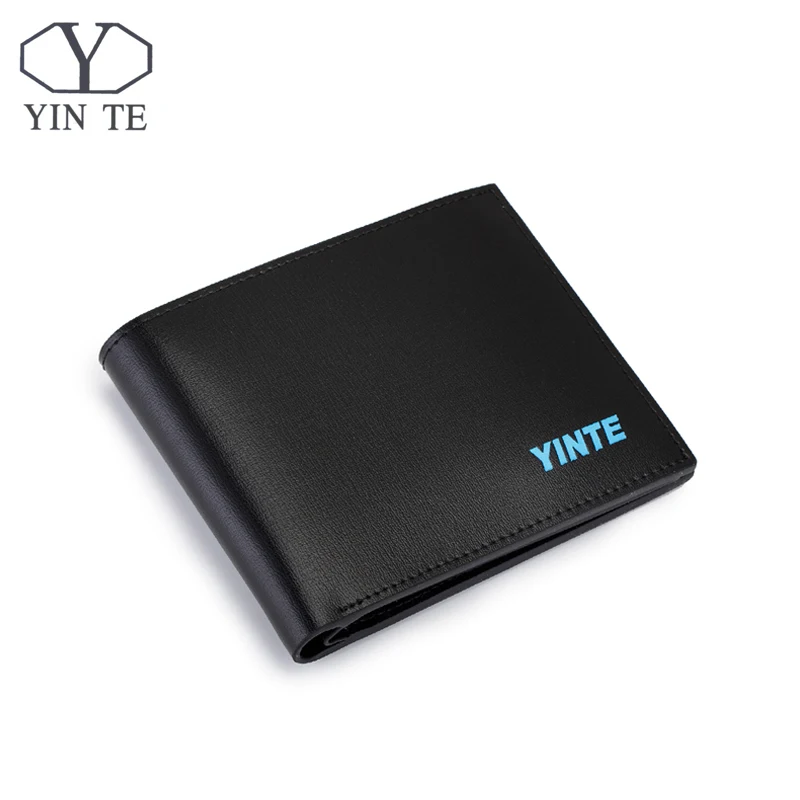 

YINTE Black Men's Short Small Wallet Top Leather Business Purse Fashion Design Leather Card Holder Pocket Purse Portfolio T8845C