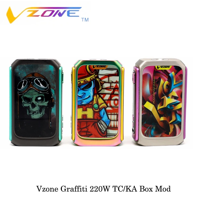 

electronic cigarettes Vzone Graffiti 220W TC/KA Box Mod By Dual 18650 Batteries Norm/Soft/Hard/User Mode Vape Vaporizer VS SMOK