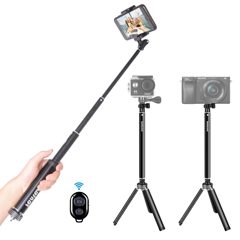 

Bluetooth Remote Shutter Selfie Stick Extendable Tripod Stand for Canon EOSM Nikon 1 Mirrorless Camera Eken H9R H9 Action Camera
