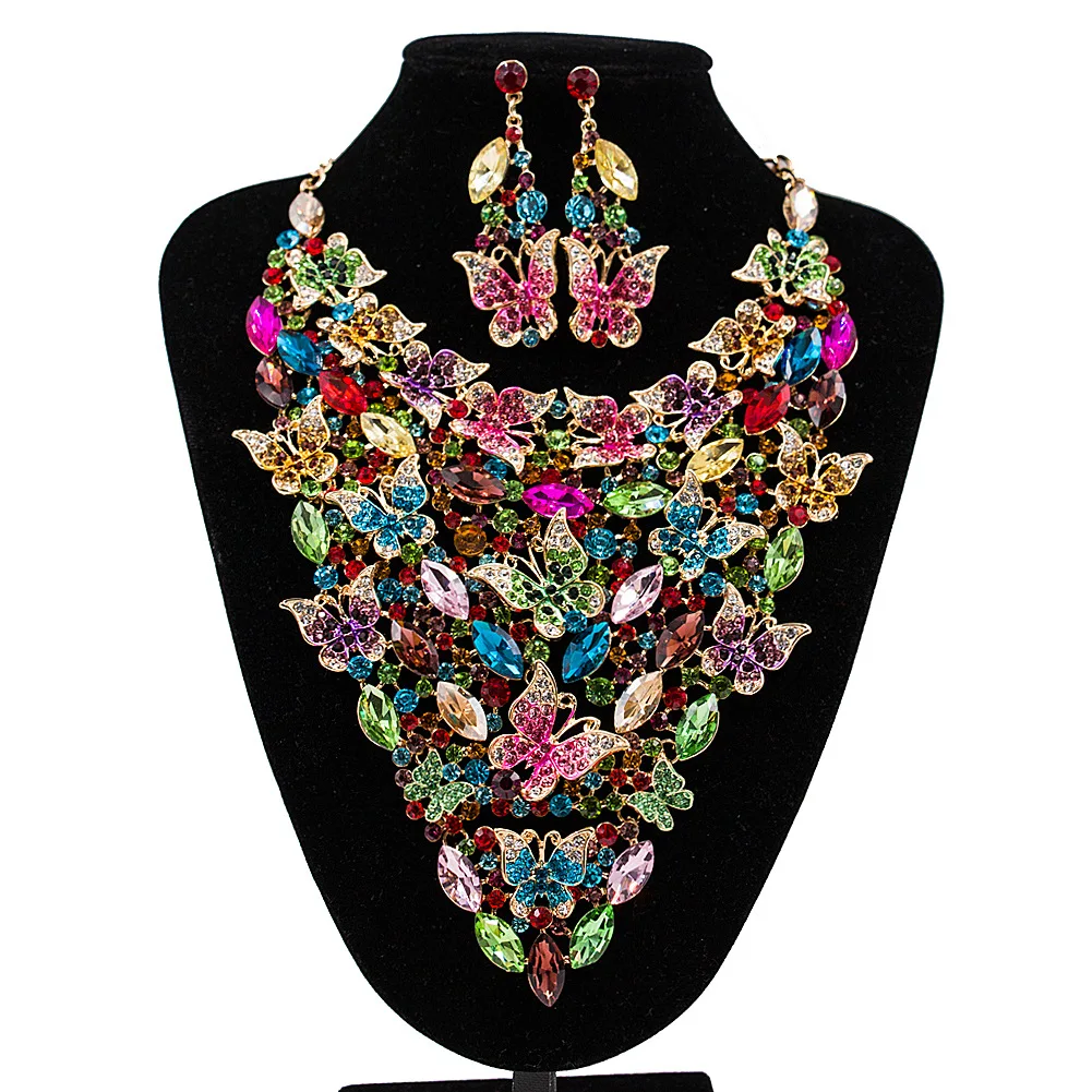 

Free Shipping Big Heavy African Nigerian Birdal Jewelry Set Wedding Luxury Necklace and Earring Set for Wedding Party