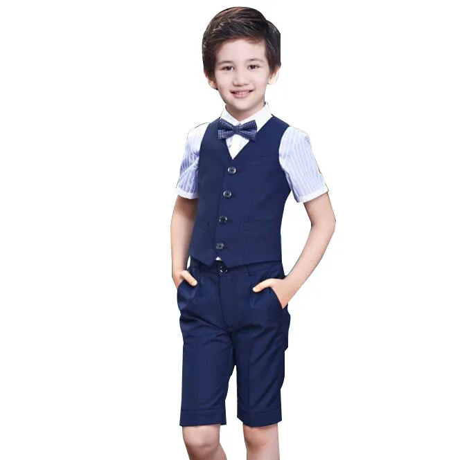 

Summer5 4pcs/set Kid Boy Wedding Black Blue 3-14Y Wedding Suits For Boys