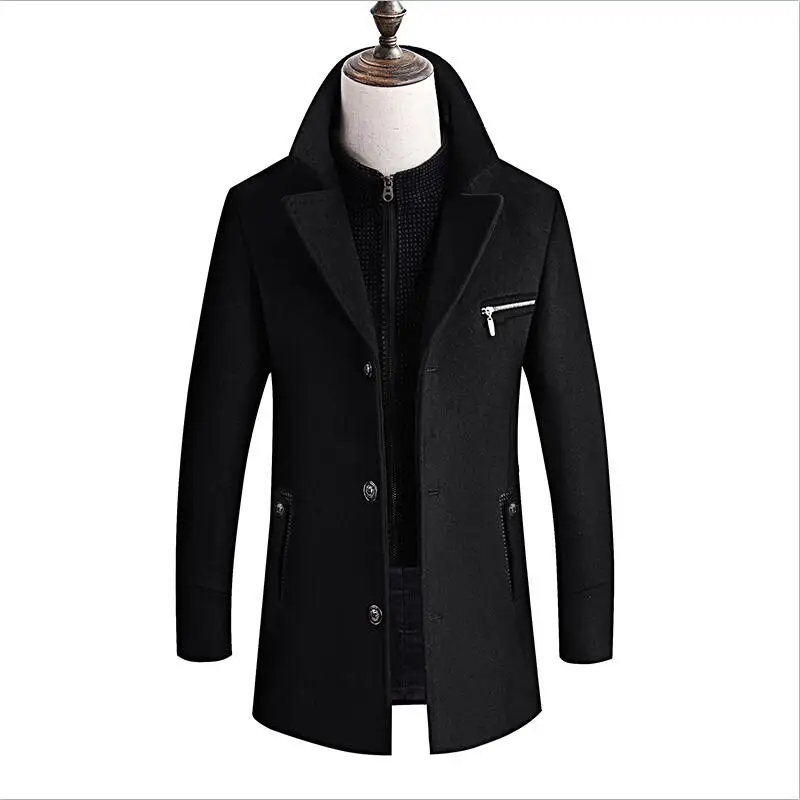 Зимняя куртка мужская утепленная шерстяная куртка Slim Fit Куртки модная верхняя одежда теплая мужская повседневная куртка пальто бушлат