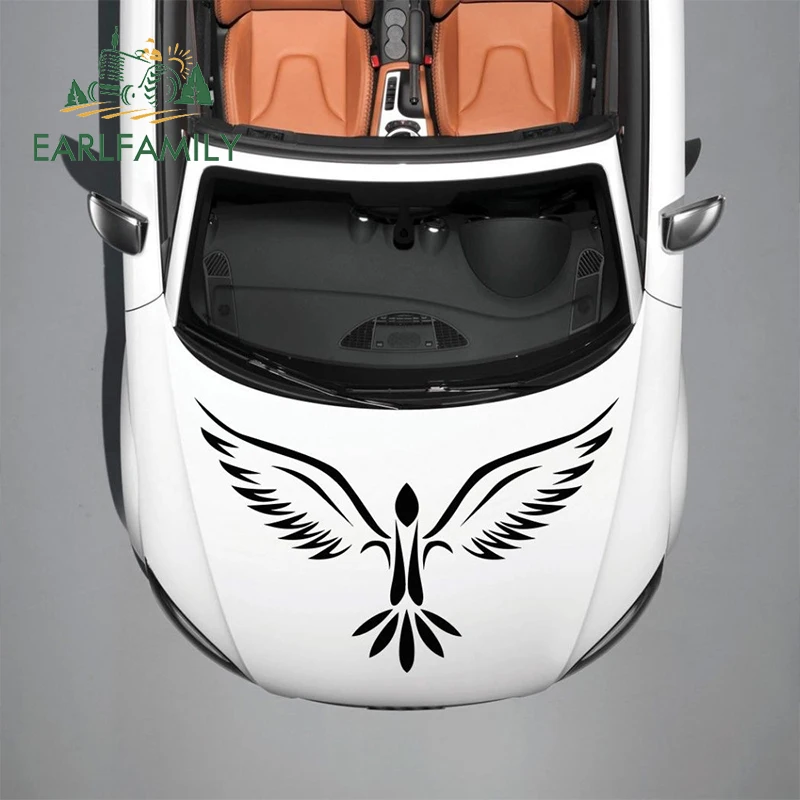 EARLFAMILY 89 см x 56 см, автомобильная капот, виниловая графическая наклейка, наклейки для автомобиля, художественные фрески, дизайн, татуировка в виде феникса, птицы, авто Стайлинг, Assessoires