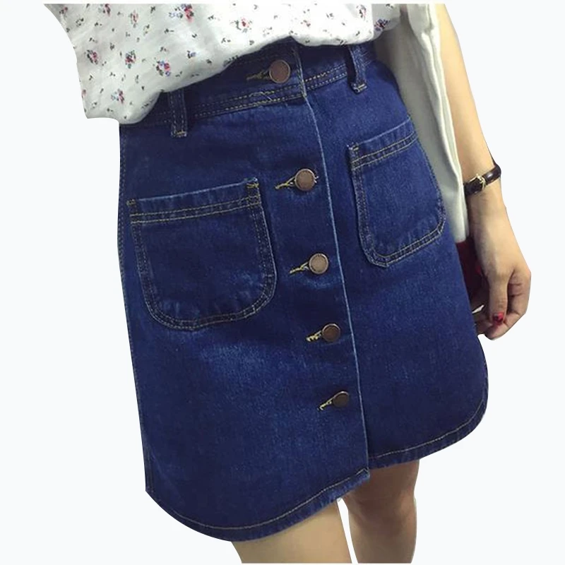 2018 verano Casual alta Denim faldas Corea Mini más tamaño hembra A line faldas chicas Sexy Delgado falda|slim skirt|mini skirtdenim skirt AliExpress