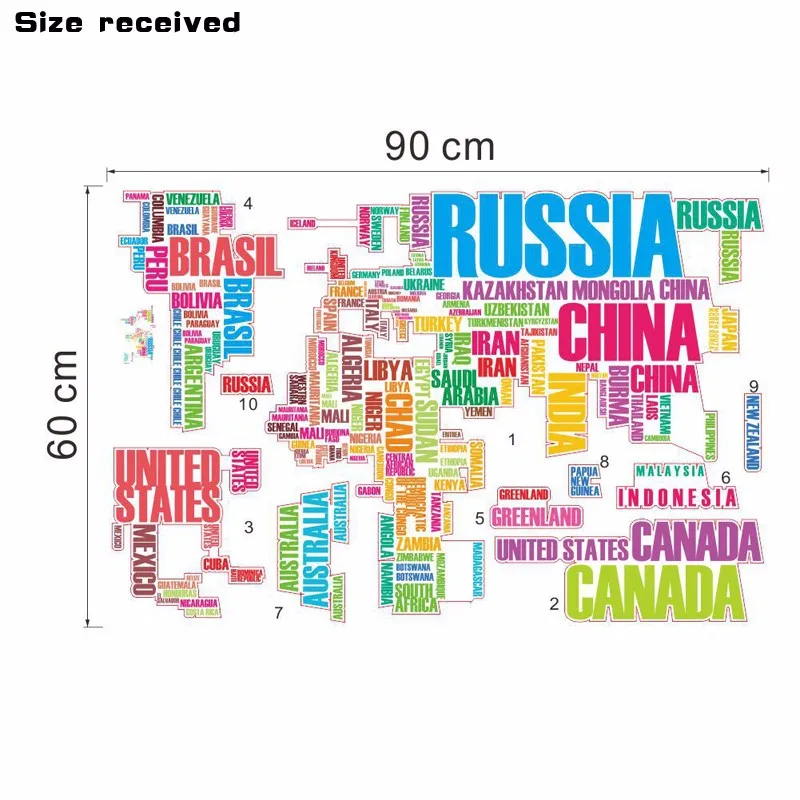 DIY цветные буквы, комбинированные карты мира, настенные наклейки, детская комната, домашний декор, офисные художественные наклейки, креативные виниловые 3D обои, Декор