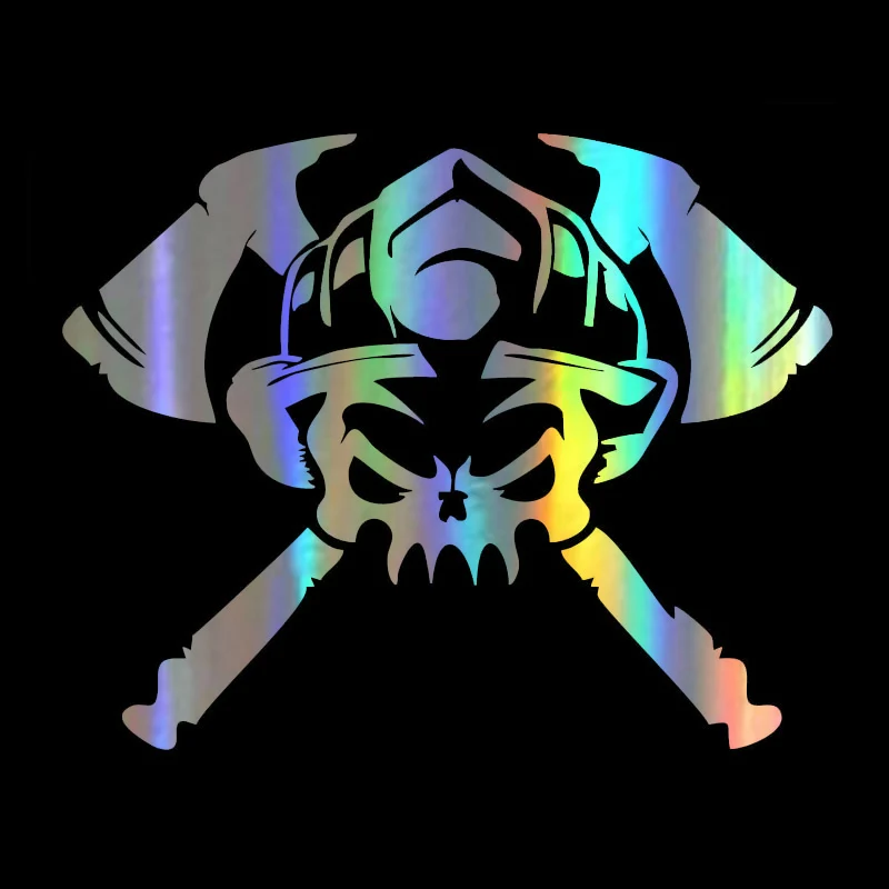 

Car Sticker Vinyl 19*15CM Personalized Firefighter Skull Face Reflective Sticker On Car Funny 3D Decal Motorcycle Stickers