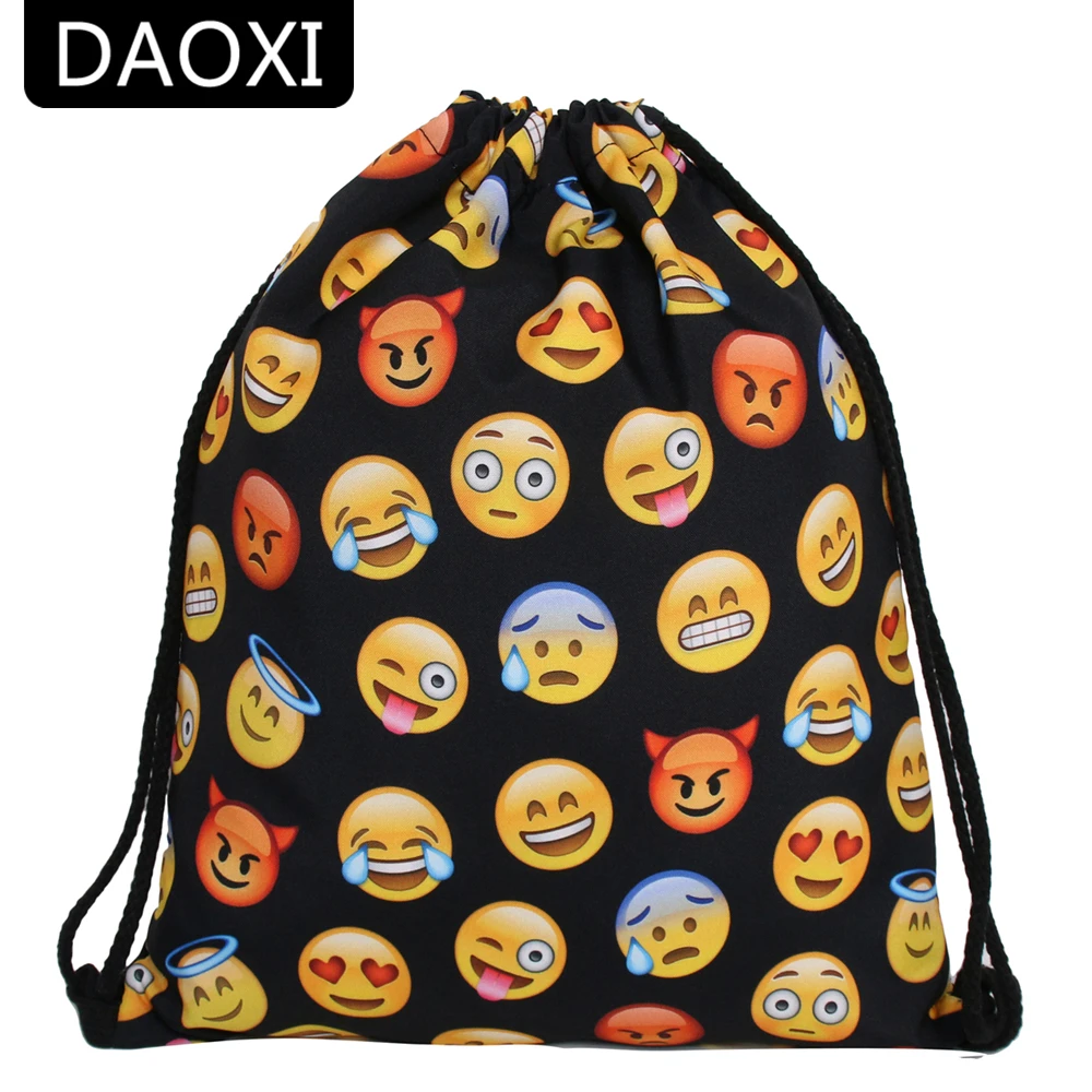 DAOXI новые модные женские туфли 3D печати Emoji сумки черным шнурком мешок для Для мужчин Для женщин Путешествия Necessar