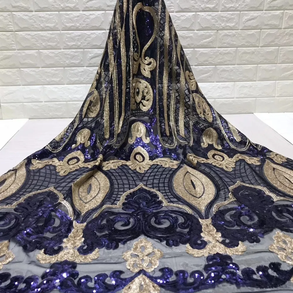 

2019 beautiful sequins lace fabric newcoming french lace fabric with sequins for lady party dress jyno271
