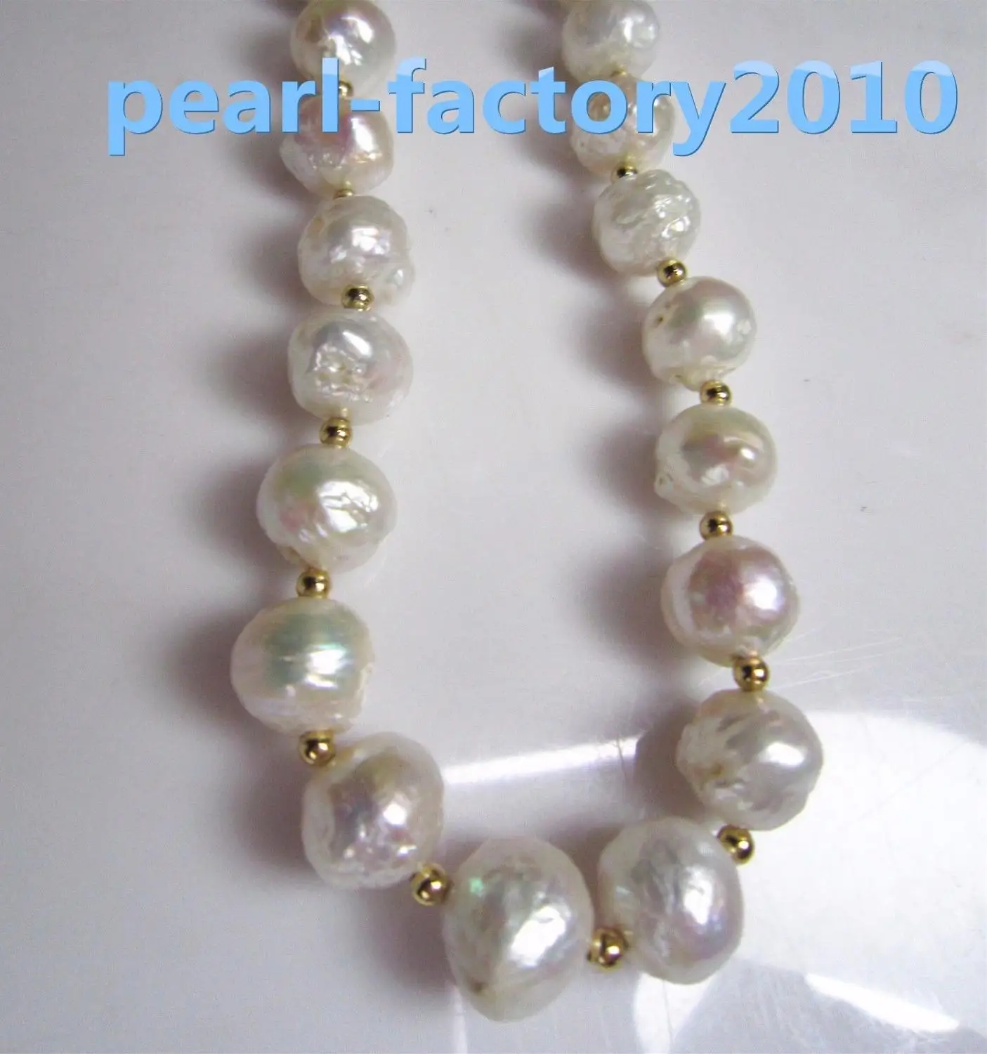 

19" baroque luster 18 10-11 MM NATURAL SOUTH SEA white PEARL NECKLACE 14K (0926)