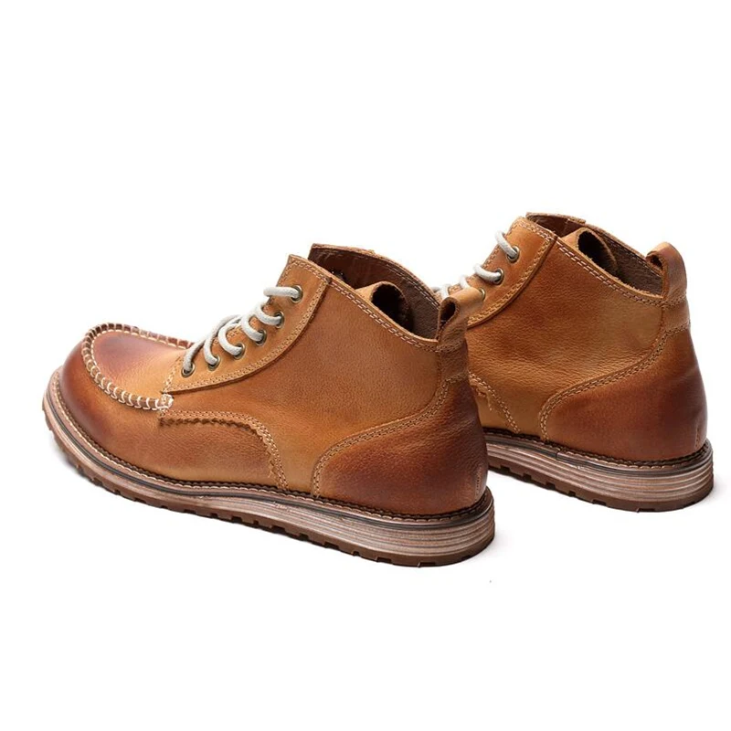 Высокое качество; мужские ботинки для верховой езды из натуральной кожи на шнуровке с круглым носком; очень теплые плюшевые зимние ботинки