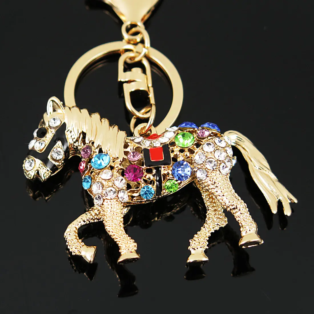 Unique Multicolor Crystal Horse Metal Bag Pendant Key Holder Keyring Keychain For Car Best Gift Unique Multicolor Crystal Horse Metal Bag Pendant Key Holder Keyring Keychain For Car Best Gift