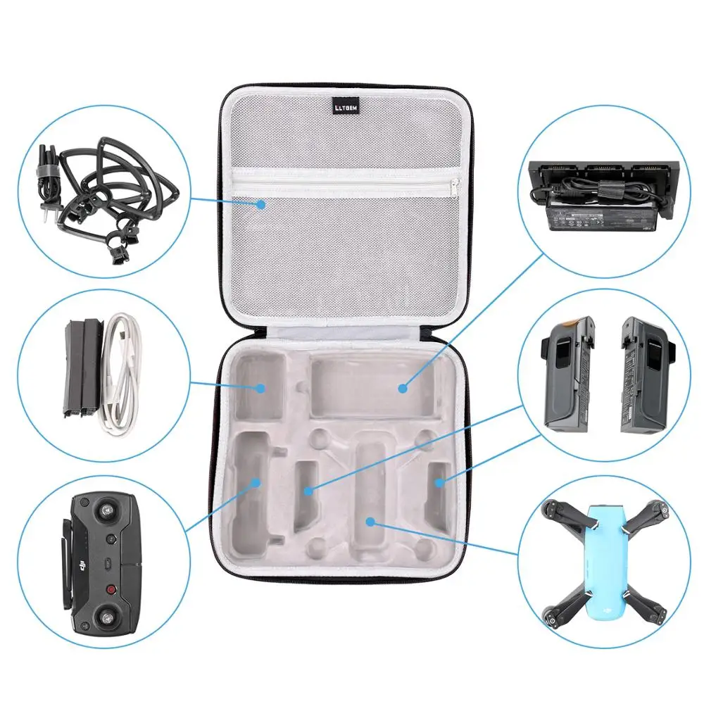Чехол LTGEM для дрона DJI Spark подходит 4 батарей защита пропеллера зарядное