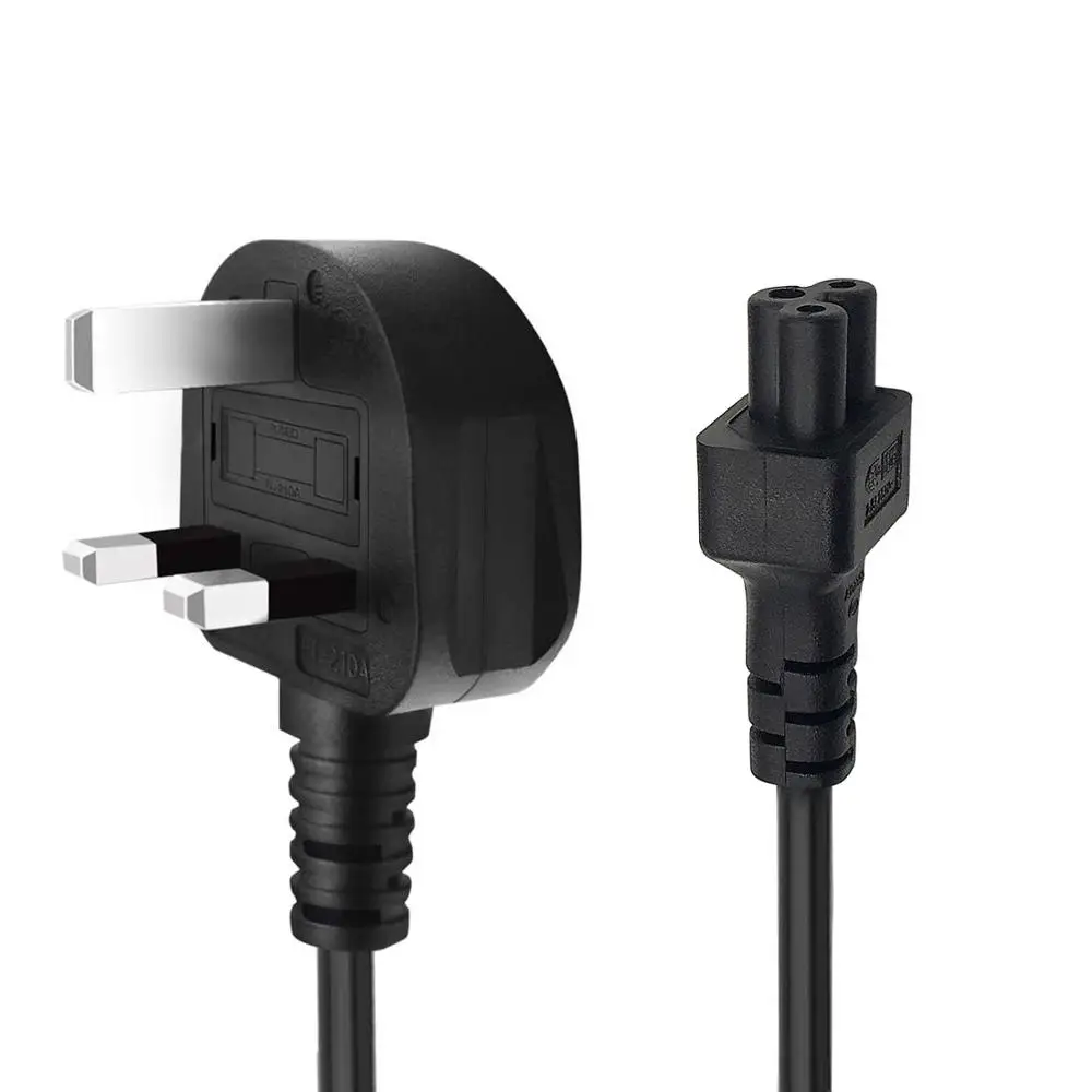 

C5 Cloverleaf 3 Pin Power Lead Cord for Laptop Chargers Scanners Printers And LED TV Monitors (IEC 320 C5 To UK 3 Pin)