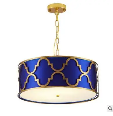 blue Скандинавский минималистичный стиль медная люстра американская кантри спальня лампа современная Новая китайская гостиная столовая потолочный светильник - Цвет корпуса: blue