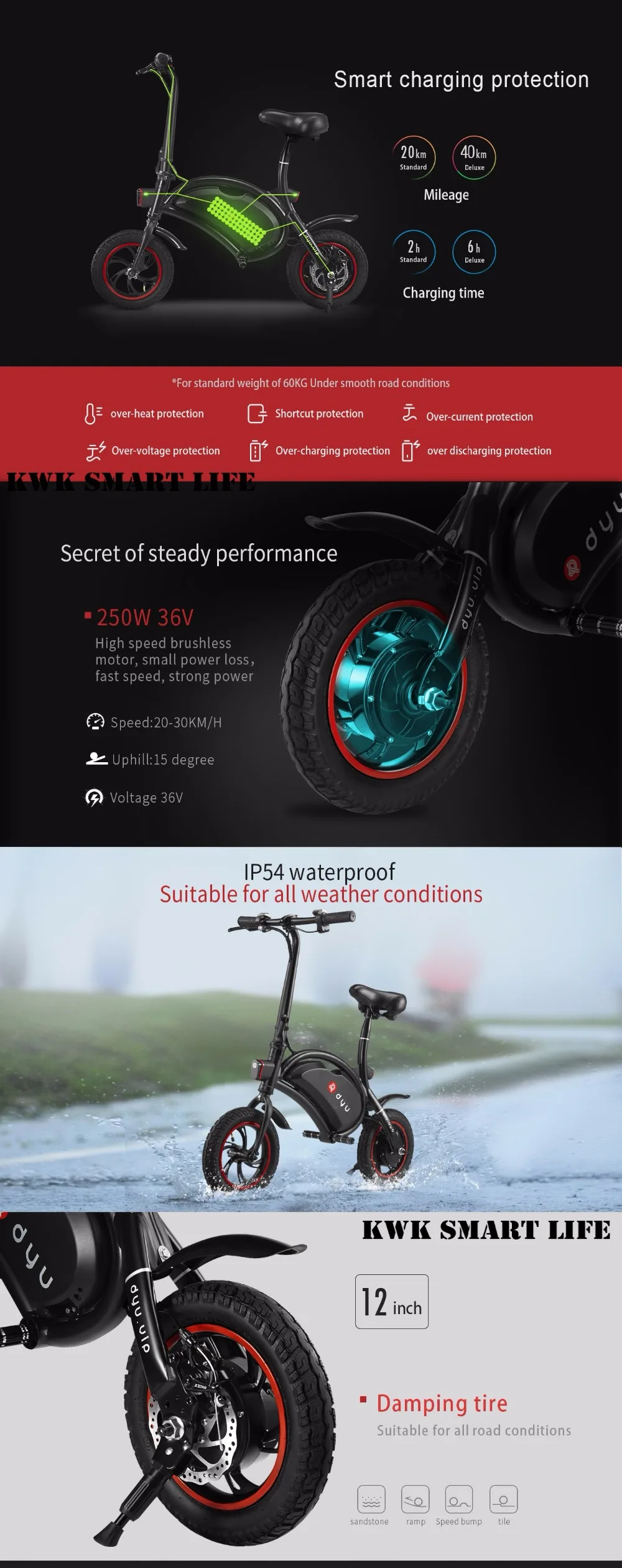 Perfect 2017 DYU D1 Electric Foldable Bike Standard Type 5