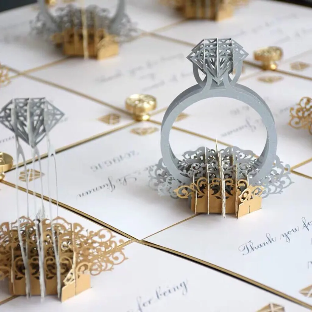 

Wedding Cards Diamond Shape Lace Wedding Invitations Card Party Blank Happy Birthday Envelope Greeting Card Invitation