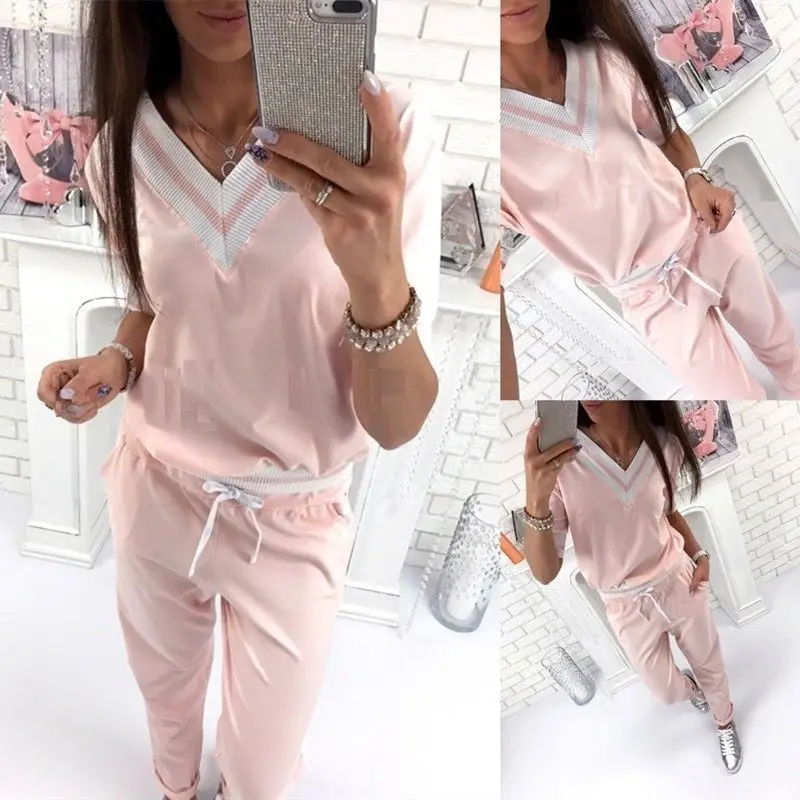 

ITFABS Newest Arrivals Fashion Hot 2PCS Women Casual Tracksuit Casual Sweatsuit Pullover Top Pants Ladies Stylish Suit