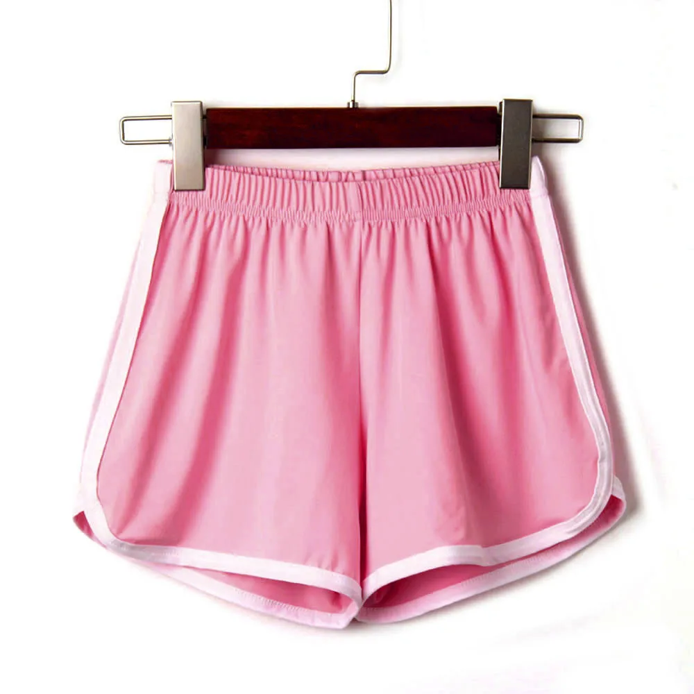 

Pink Short 5 solid color 2019 New Women Fashion Lady Med Waist Drawstring Sport Loose Shorts Summer Silky mujer Short Pants