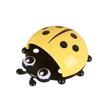 

OUNONA Cute Cartoon Ladybug Toothbrush Holder Cartoon Tortoise Bathroom Accessory Wall Mount Toothpaste Holding Sucking Style