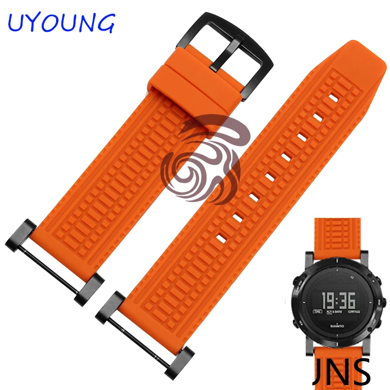 

Quality Silicone Rubber Watchband For Suunto Essential New Hot Style For Suunto CORE Black And Silver Buckle
