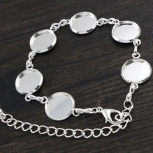 Новинка, высокое качество, 2 шт, 12 мм, посеребренный, шесть 12 мм, браслет с камеей, базовый браслет, пустые фурнитура, установка, кабошон, камея, L1-17