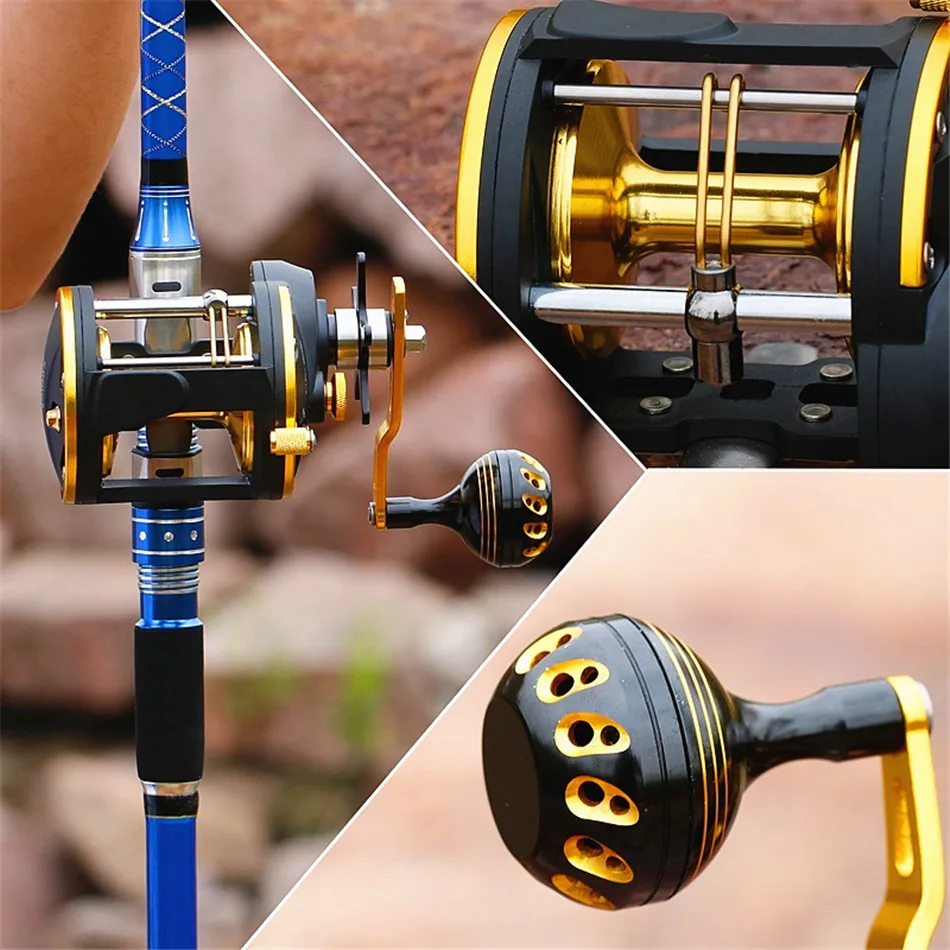 Carretel de Corrico Tambor tipo Linha Sougayilang Redondo Convencional Jigging Carretel Pesca Carretéis Alta Qualidade Rolamentos 15 Cheap Carretilhas de pesca