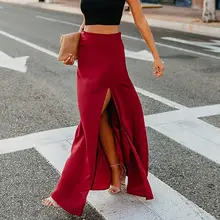 Горячая Распродажа, Женская юбка, однотонная эластичная резинка на талии, летняя, длина по щиколотку, быстро сохнет, прямая, натуральная, повседневная, для девушек, цельный