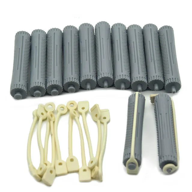 12 Pcs/Set 12mm Hair Curler Perm Rods With Rubber Band Wave Roller DIY