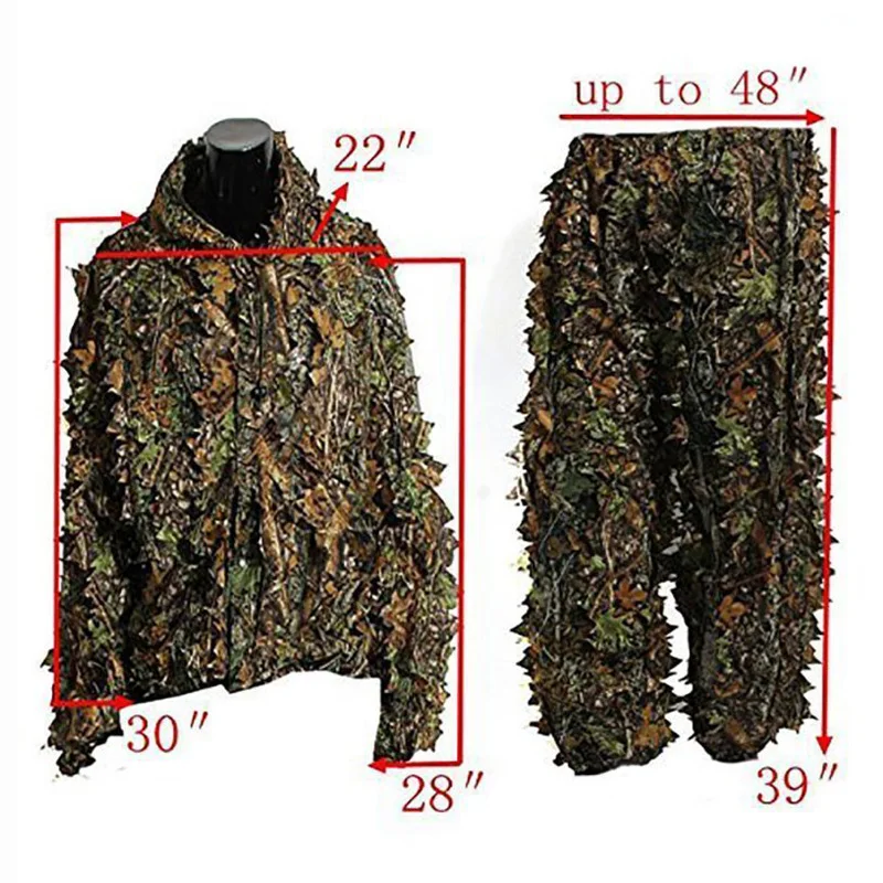 Тактическая одежда для охоты 3D Камуфляжный костюм с листом и Ghillie снайперская