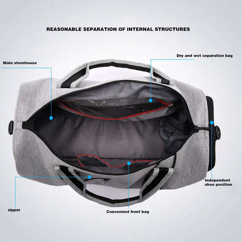 Водонепроницаемая Мужская спортивная сумка для фитнеса, йоги, тренировок, спортивная сумка, многофункциональная сумка для путешествий, вместительная сумка