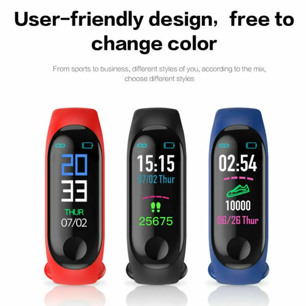 

M3 Plus Waterproof Heart Rate Monitor Pedometer Fitness Tracker Smart Bracelet