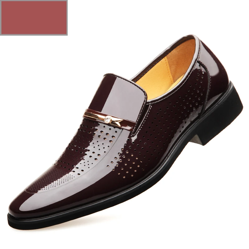 Misalwa/ г.; Летние Мужские модельные туфли; официальные мужские туфли из искусственной кожи; цвет черный, коричневый; открытые сандалии без застежки; мужские оксфорды - Цвет: Brown 2119