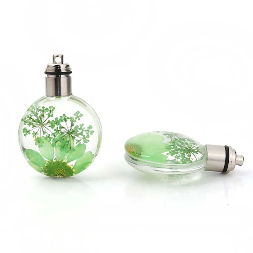 

2PC Glass Dried Flower Pendants Ball Yellow Transparent LED Light Up For Jewelry DIY Making Necklace Accessoreis 2019 New Trendy