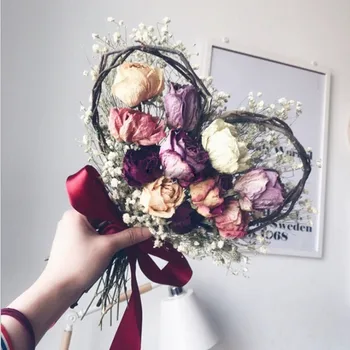 

Hand DIY flower art longliu stem heart - shaped hand-holding bouquet frame accessories Free Shipping