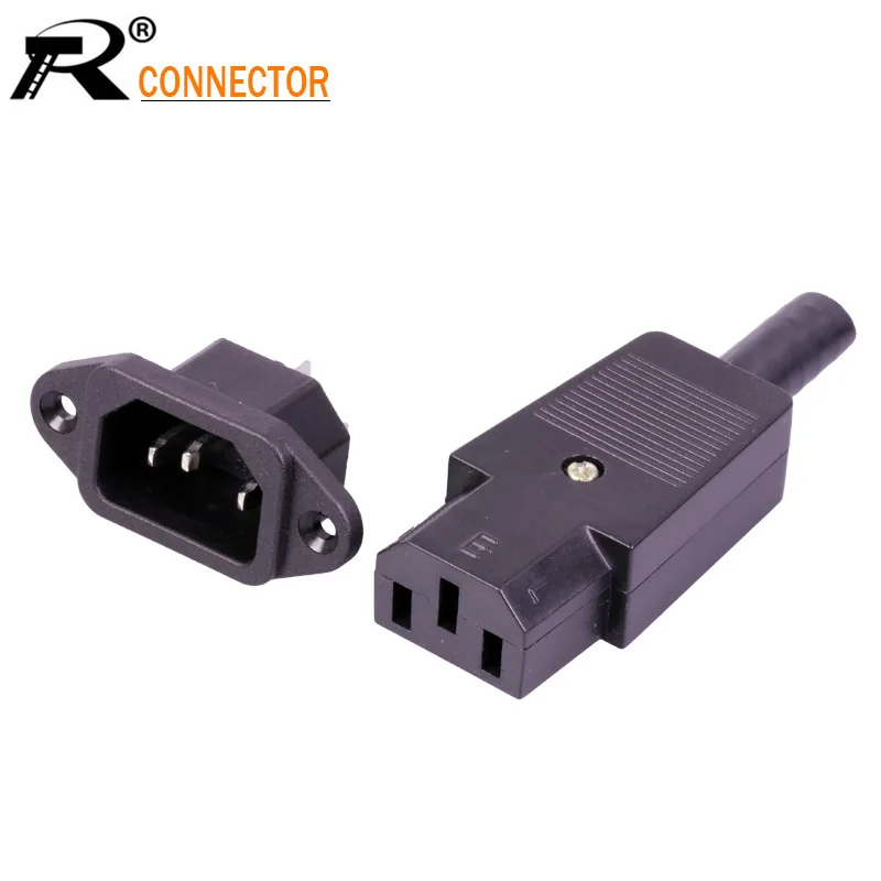 

1set DC Plug&Jack in pair 220V DC/AC power jack terminal 3pin AC/DC plug power connector wire connector male to female