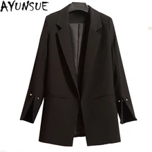 AYUNSUE Женский блейзер сезон весна осень женские блейзеры и куртки длинный рукав модный Блейзер Femme черные блейзеры рабочая одежда CJ013