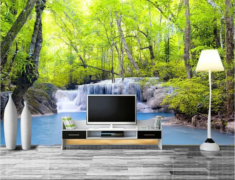 3d-room-wallpaper-custom-mural-non-woven-wall-sticker-3-d-Forest-water-falls-painting-photo