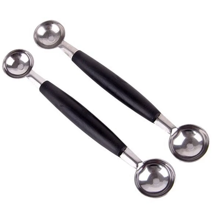 1pc Stainless Steel Double Ended Melon Ball Scoop Fruit Spoon Ice Cream
