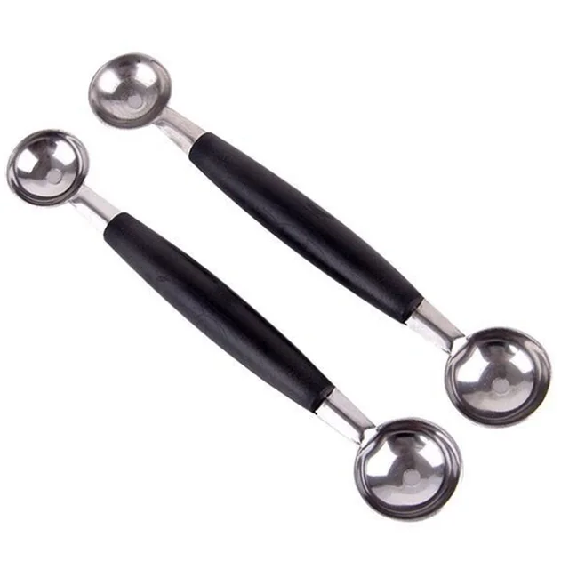 1pc Stainless Steel Double Ended Melon Ball Scoop Fruit Spoon Ice Cream