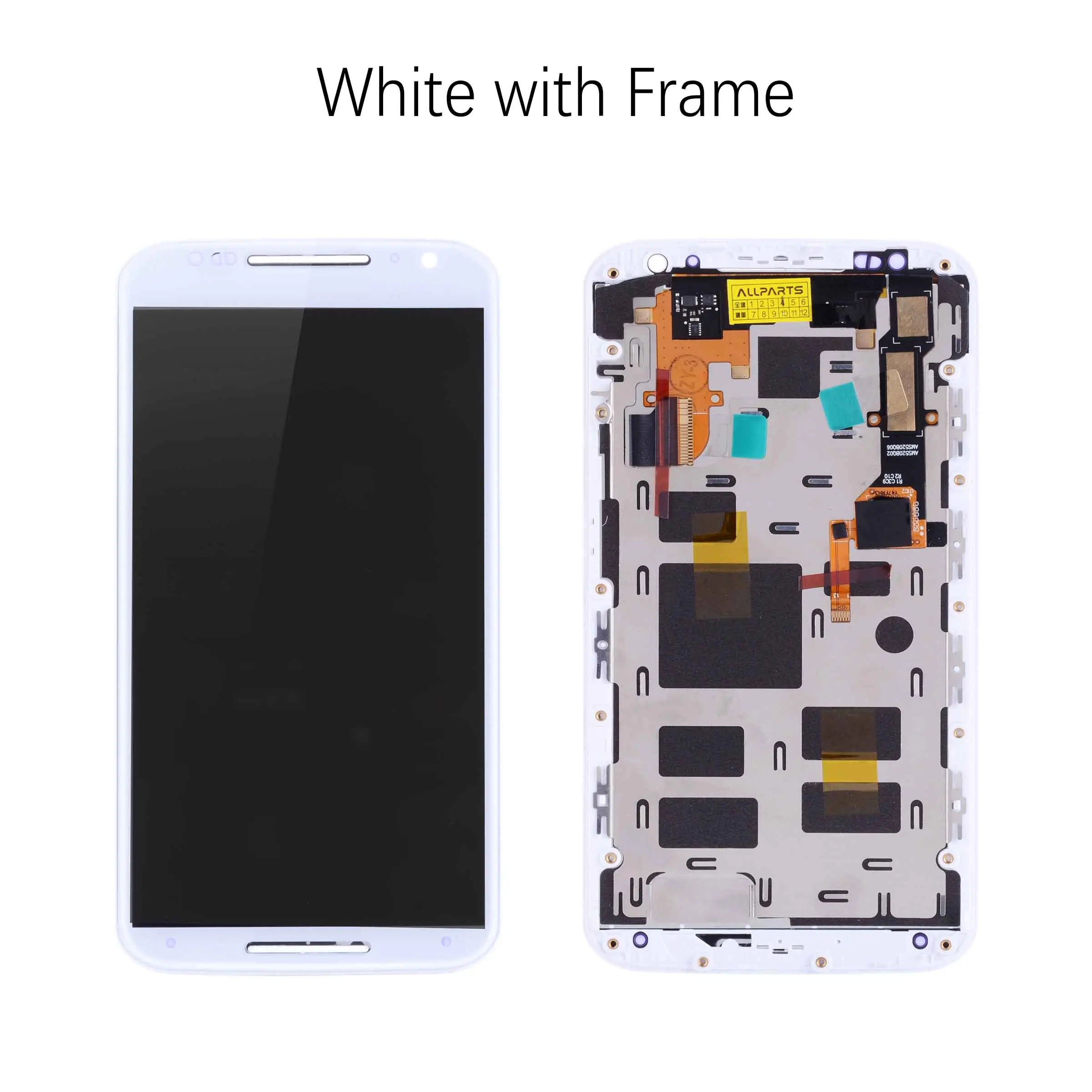 Дисплей для Motorola Moto X2 LCD Xt1092 Xt1095 Xt1097 в сборе с тачскрином на рамке черный белый - Цвет: White with Frame