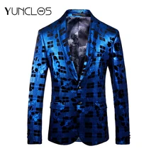 YUNCLOS, цветочный принт, мужской пиджак, для свадебной вечеринки, с принтом, Роскошный Блейзер, вечерние, для сцены, для выступлений, для использования, приталенная, повседневная одежда