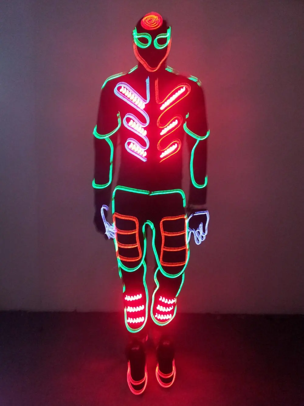 엘 와이어 라이트 업 의상 파티 정장 놀라운 크리스마스 용품 DJ 클럽 착용 LED 빛나는 옷 패션 무대 착용 사용자 정의