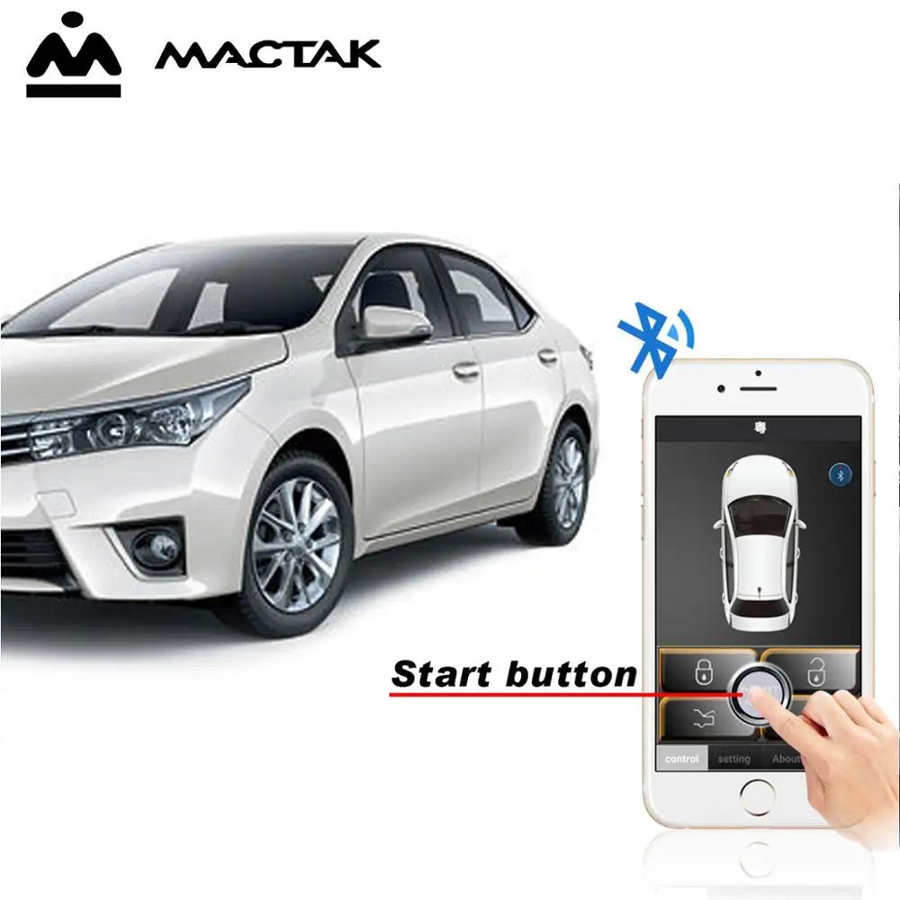 

MACTAK Universal auto parts mobile phone remote start button start PKE keyless access system with engine hidden lock function