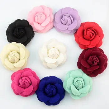 

5Pcs/Lot 7CM Manual Camellia Core Cloth Flower For Girls Favors DIY Accessories Decoration Artificial Flower Headband Decor 75Z